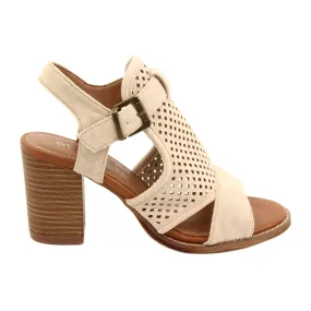 Evento Beige Openwork Women's Sandals 21SD35-3581 Hey Lover