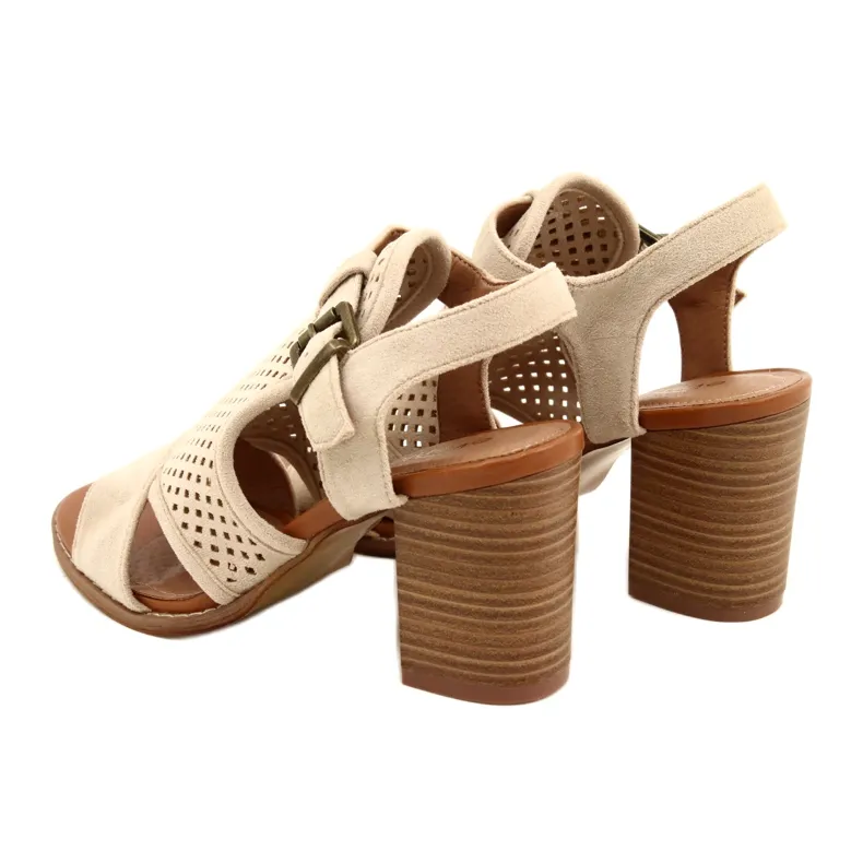 Evento Beige Openwork Women's Sandals 21SD35-3581 Hey Lover