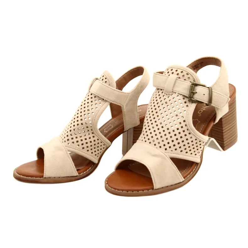 Evento Beige Openwork Women's Sandals 21SD35-3581 Hey Lover