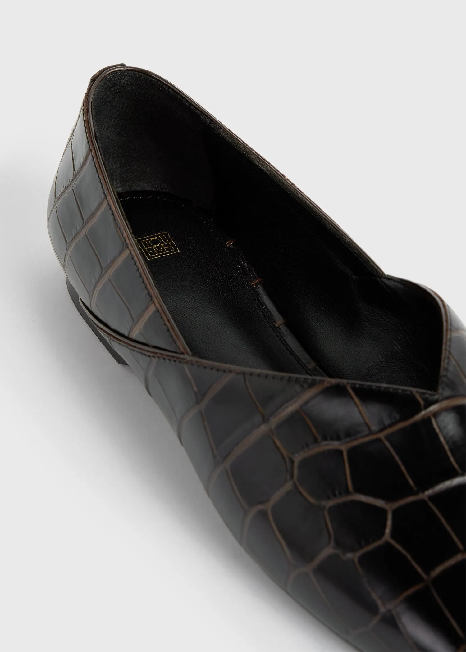 Everyday croco-embossed flats dark brown