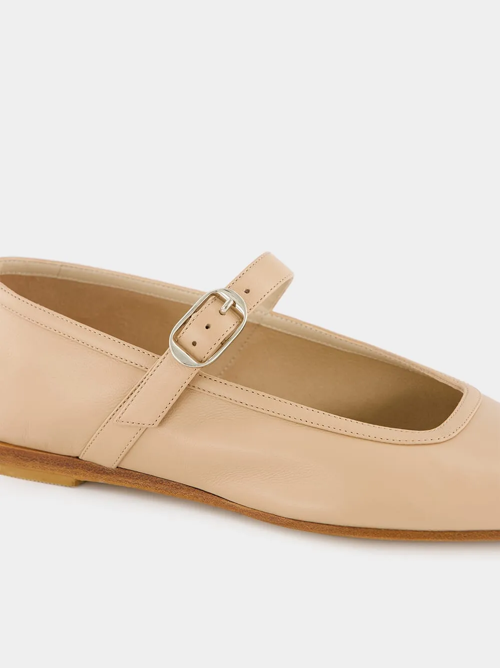 Fawn Leather Mary Jane Flats