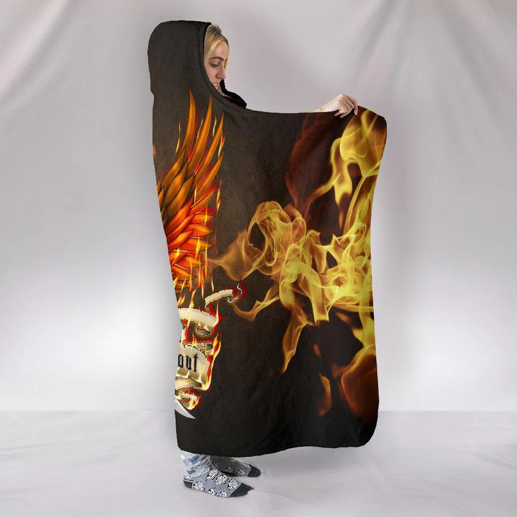 First In Last Out Firefighter Eagle Flames Hooded Blanket