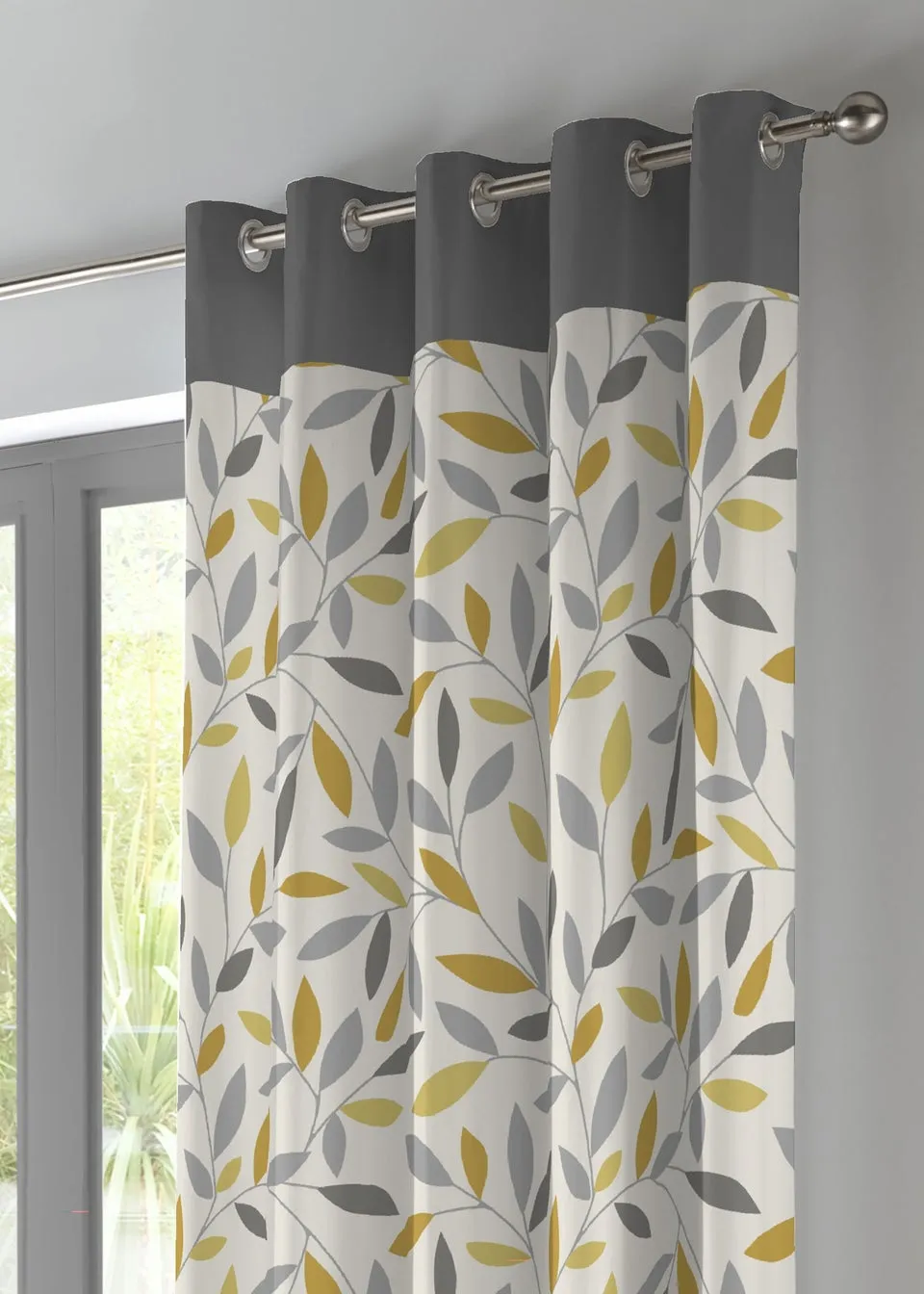 Fusion Beechwood Yellow Eyelet Curtains