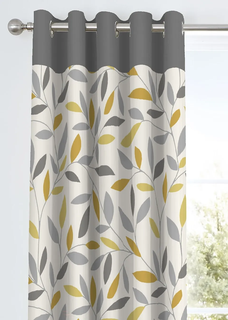 Fusion Beechwood Yellow Eyelet Curtains