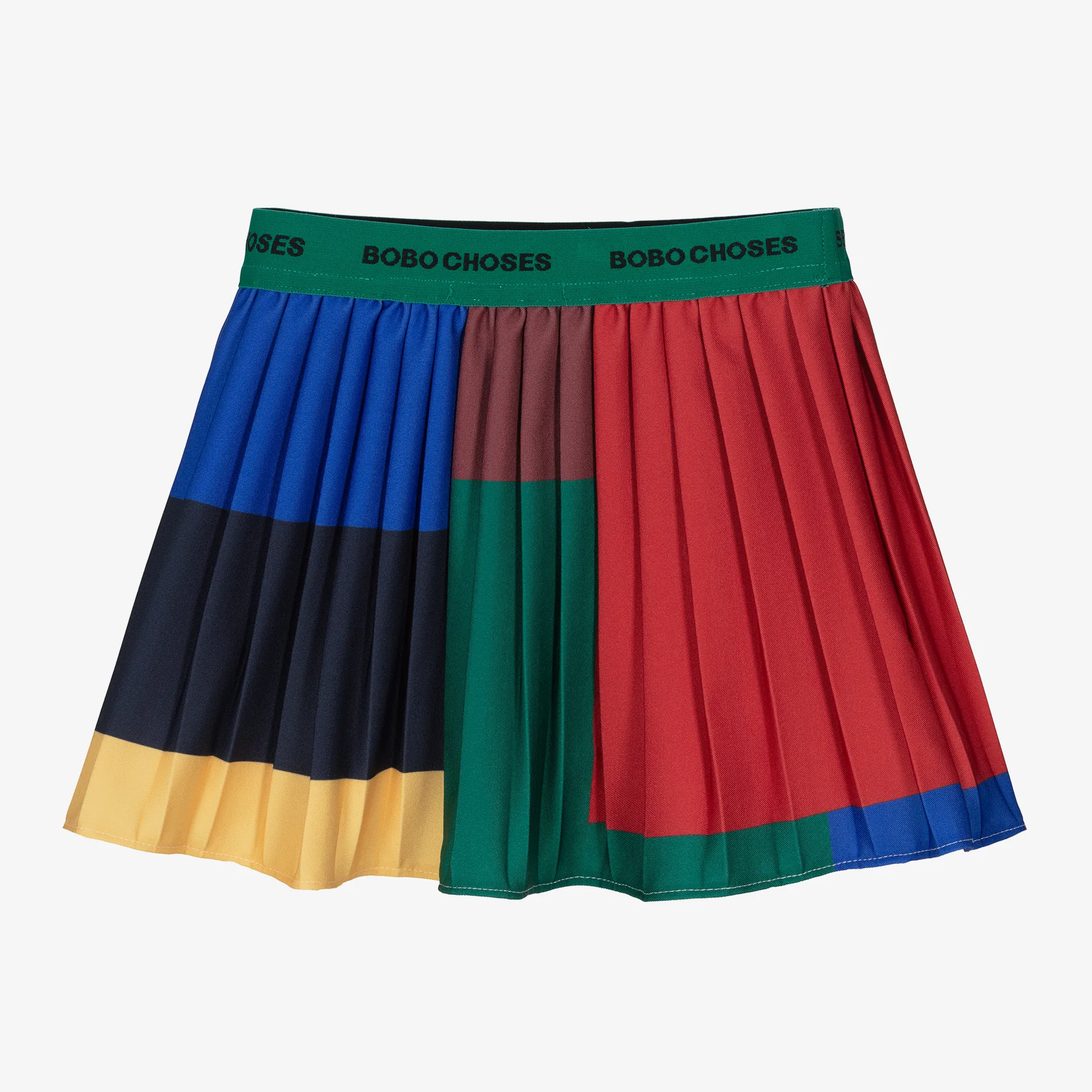 Girls Green Pleated Colourblock Skirt