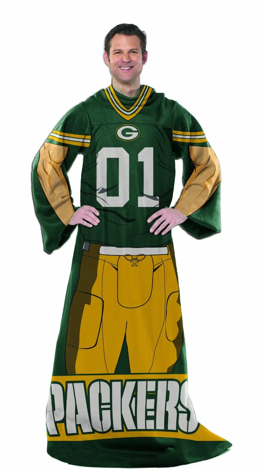 Green Bay Packers Player Comfy Throw Blanket with Sleeves