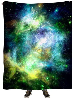 Green Psychedelic Nebula Plush Blanket