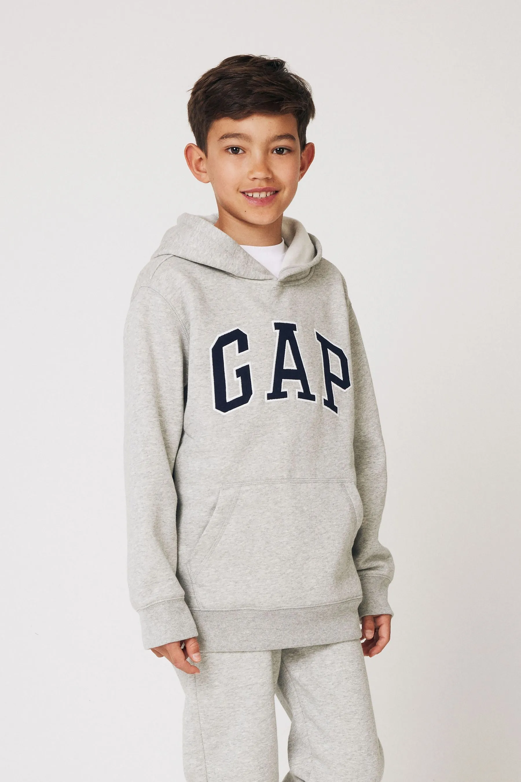 Grey Logo Overhead Hoodie (4-13yrs)