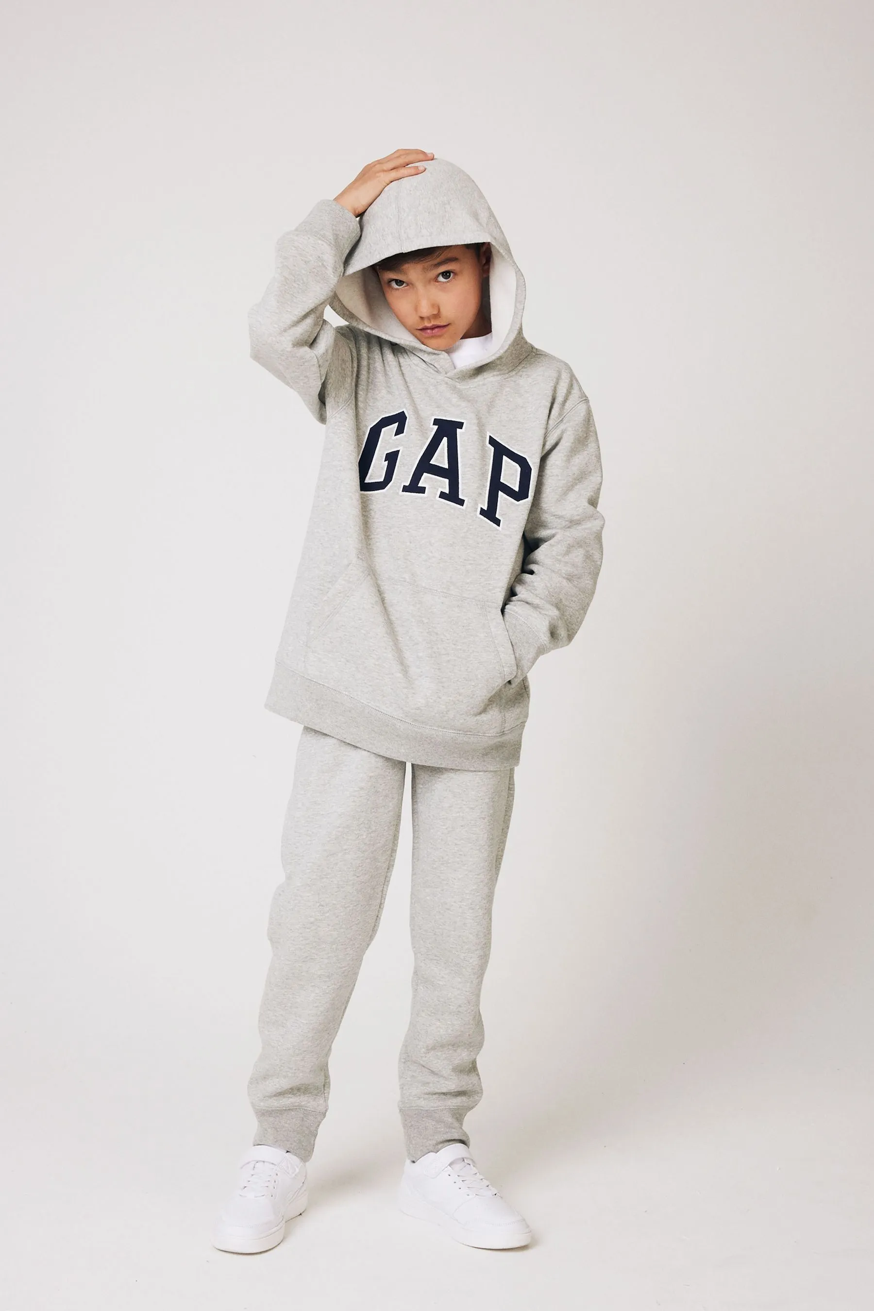 Grey Logo Overhead Hoodie (4-13yrs)