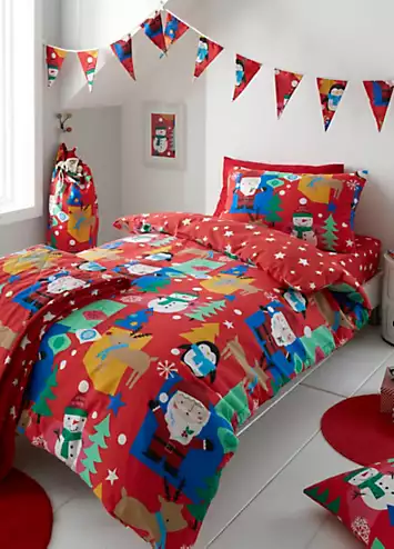 Happy Linen Co. Jolly Christmas Reversible Duvet Cover Set | Kaleidoscope