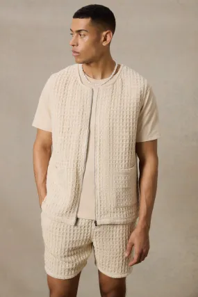 Heavy Waffle Utility Vest And Short | boohooMAN UK