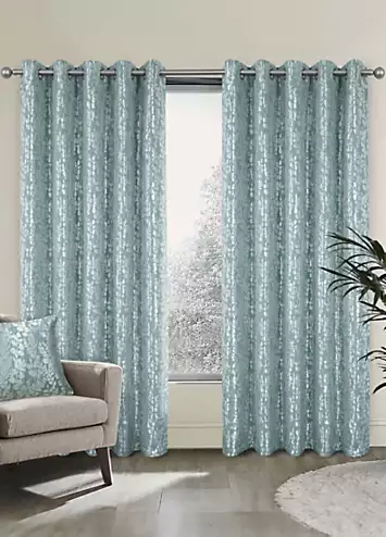 Home Curtains Mia Super Thermal Metallic Jacquard Eyelet Lined Curtains | Kaleidoscope