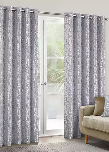 Home Curtains Mia Super Thermal Metallic Jacquard Eyelet Lined Curtains | Kaleidoscope