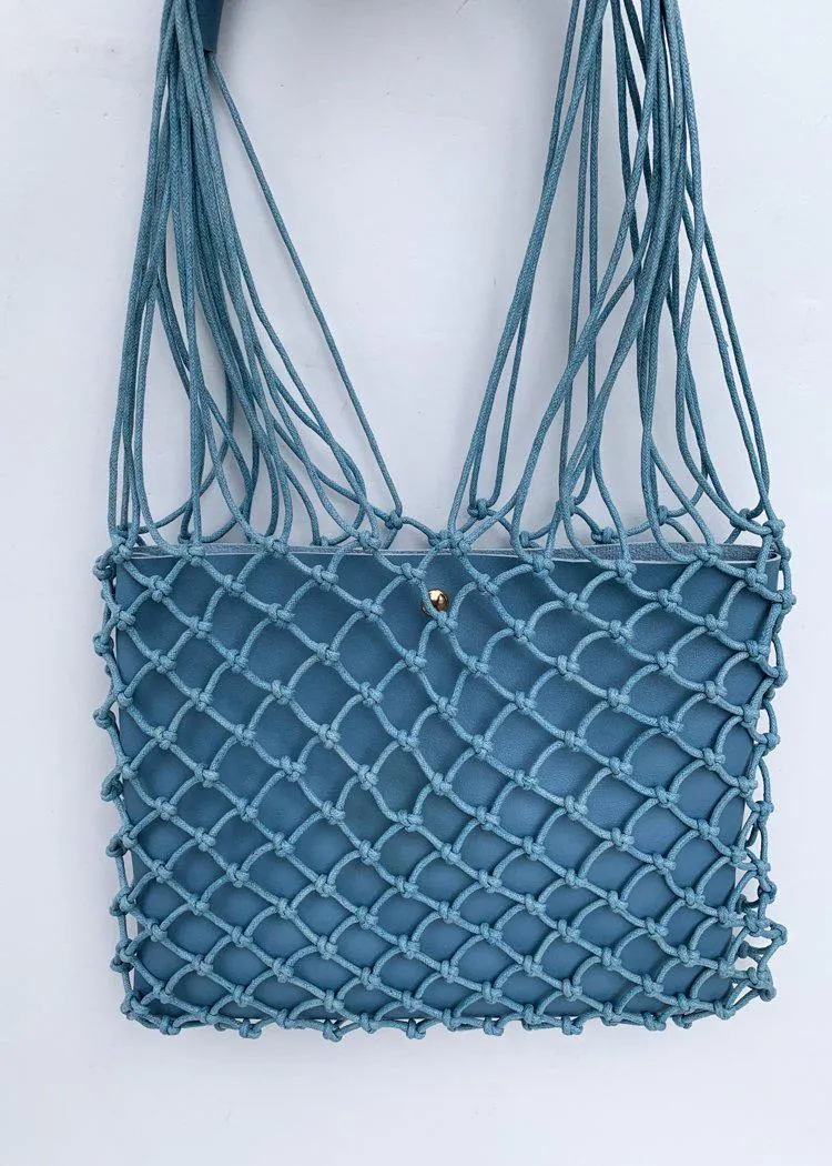 Ischia Sky Blue Mesh Mixed Media Tote