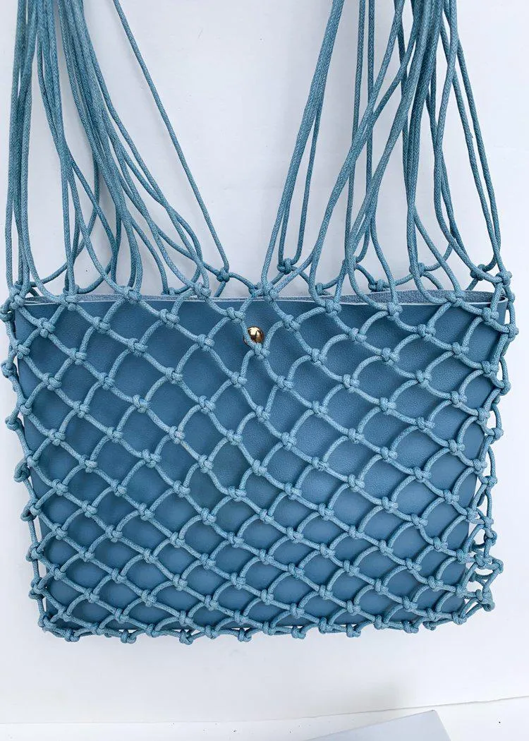 Ischia Sky Blue Mesh Mixed Media Tote