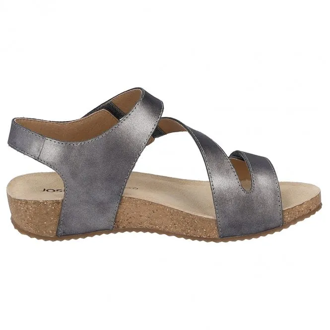 JOSEF SEIBEL  Womens Tonga 25 Anthracite Riptape Sandals 78519 38 700