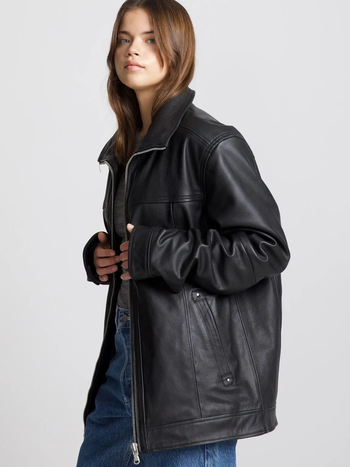 KARO LEATHER JACKET - BLACK