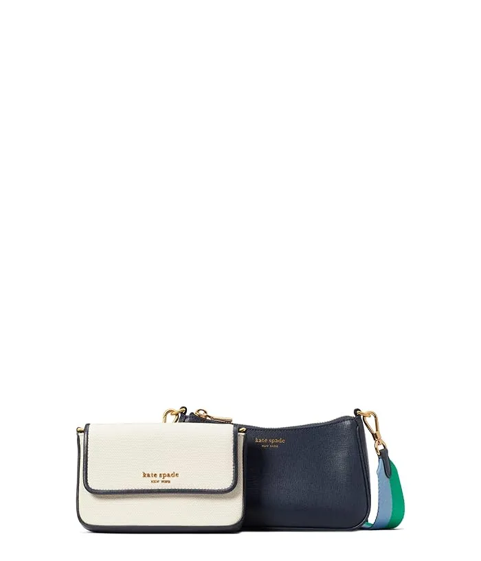 Kate Spade New York Morgan Racing Stripe Canvas Double Up Crossbody