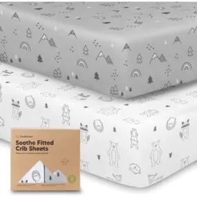 KeaBabies 2-Pack Soothe Fitted Crib Sheet, Woodland