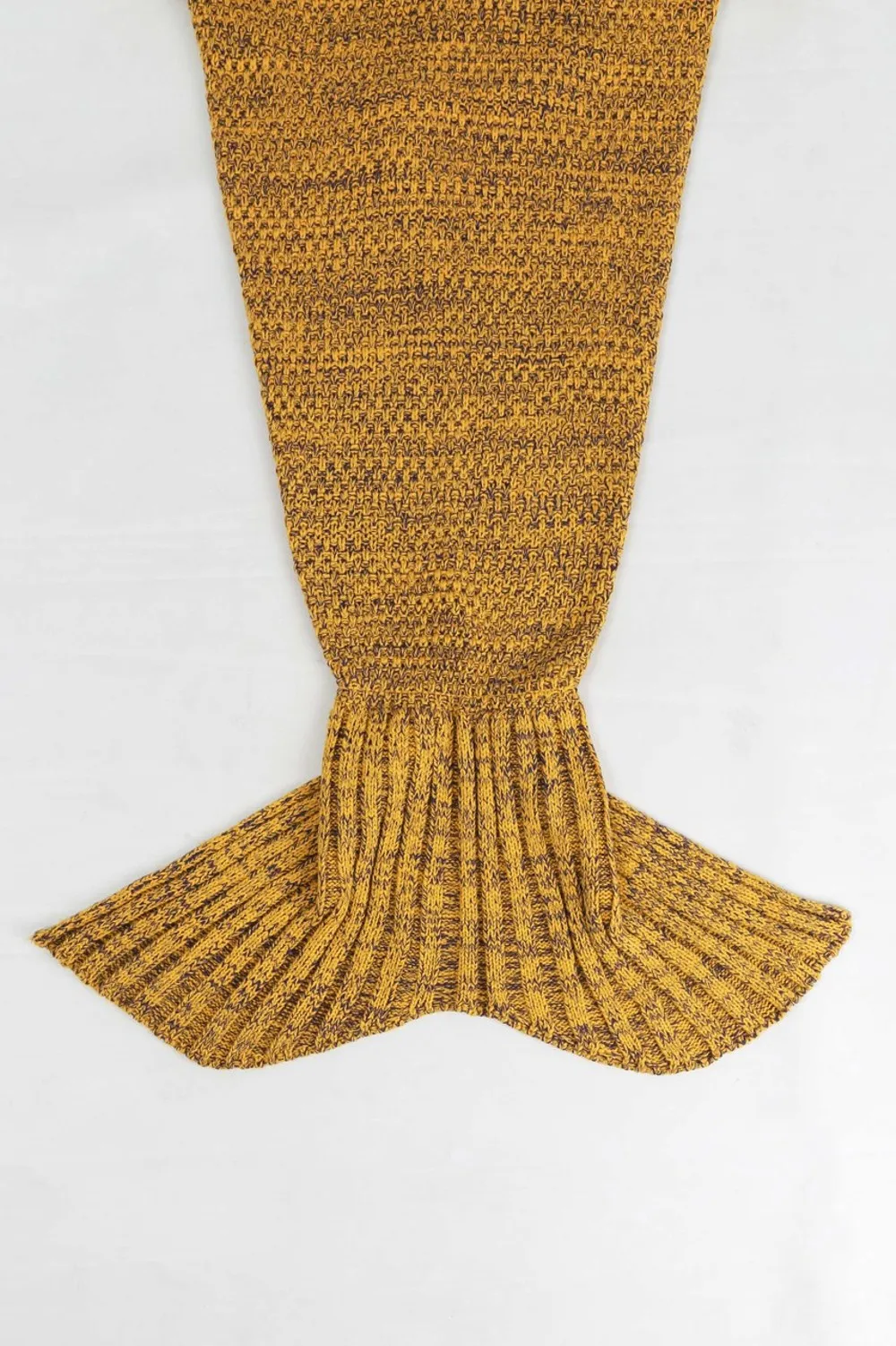 Knitted Mermaid Blanket In Mustard