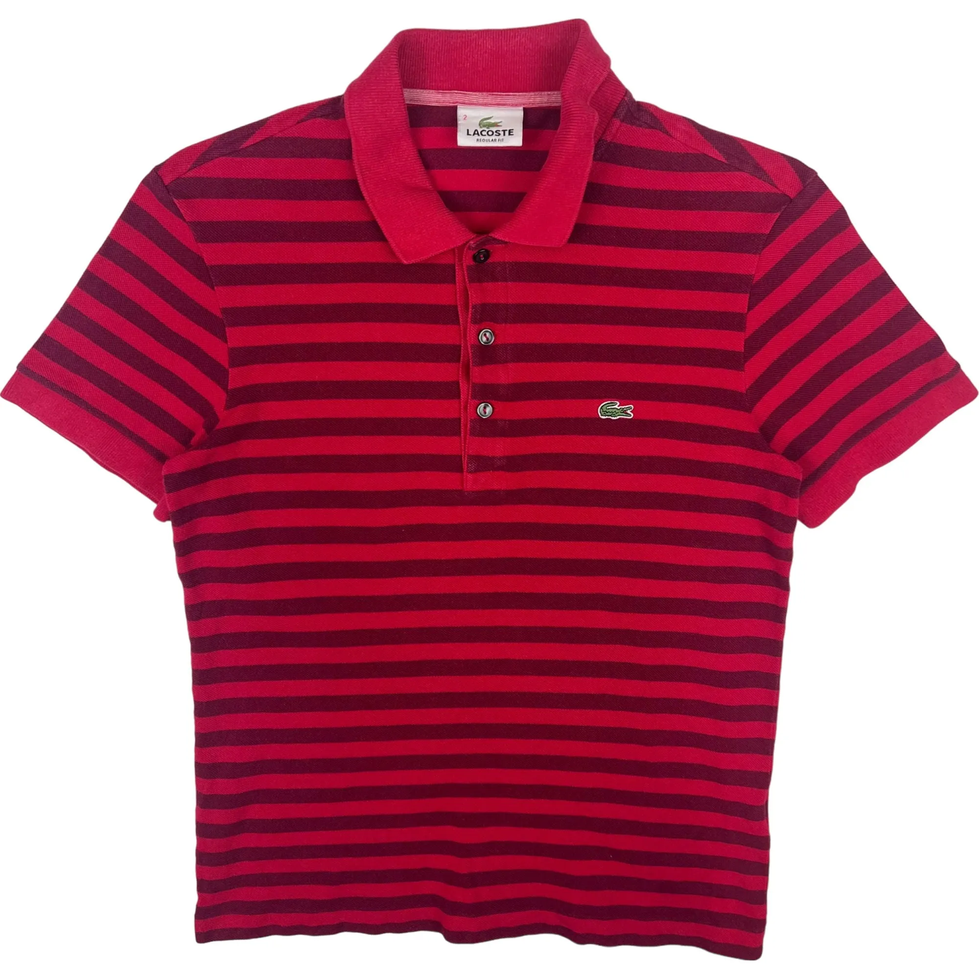 Lacoste Striped Polo Shirt Red