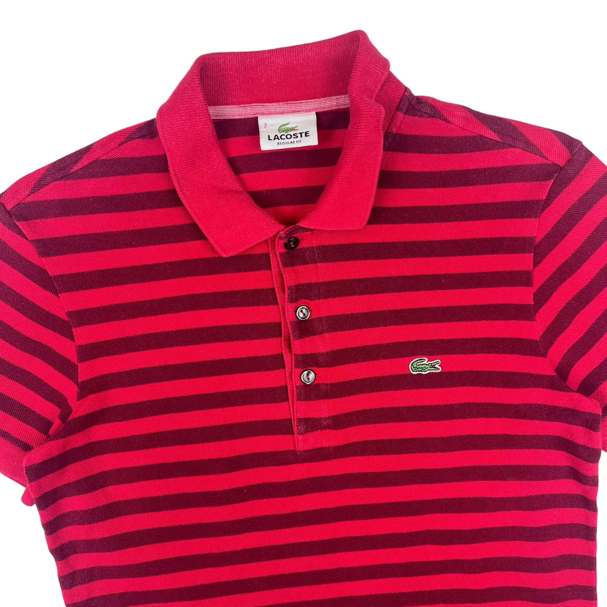 Lacoste Striped Polo Shirt Red