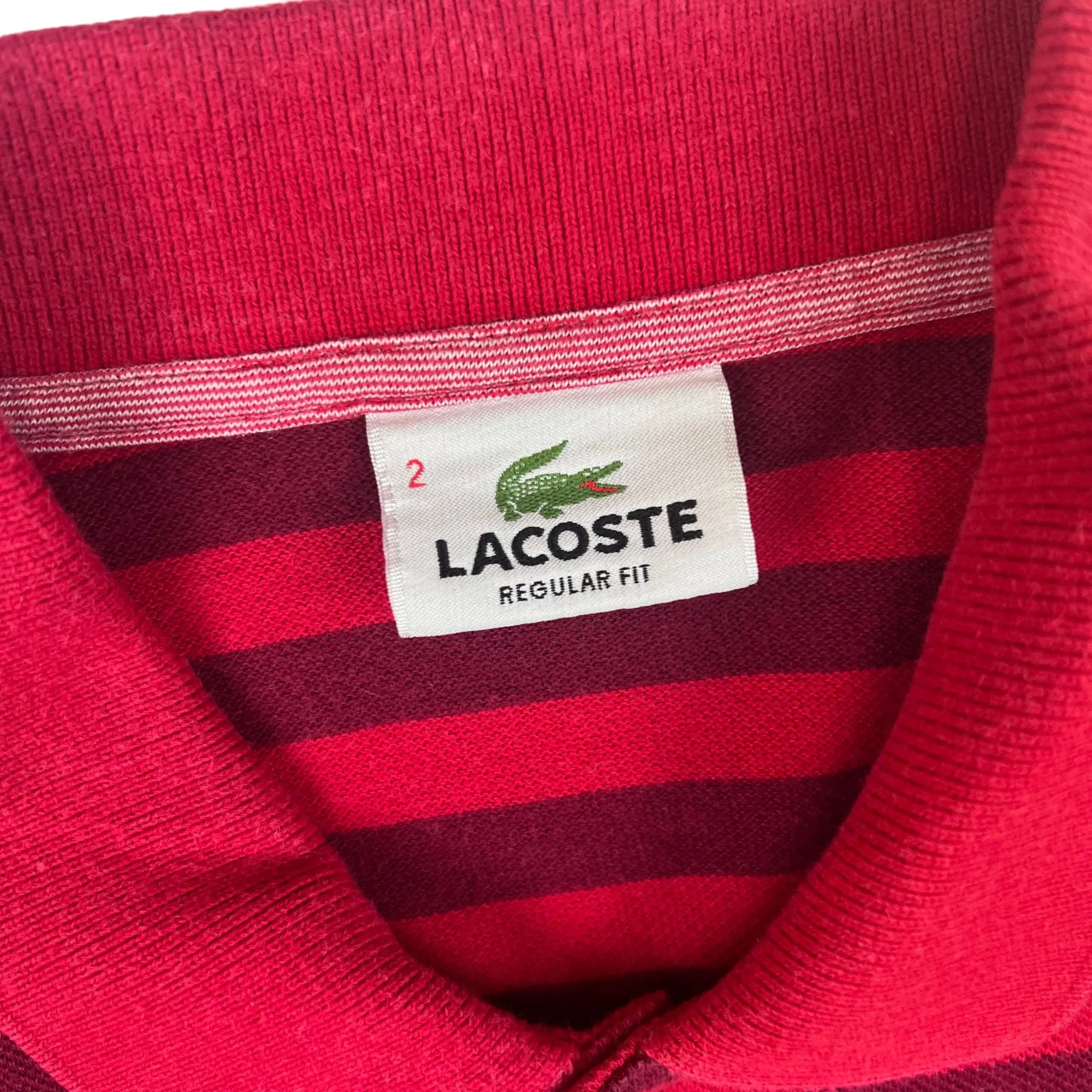 Lacoste Striped Polo Shirt Red