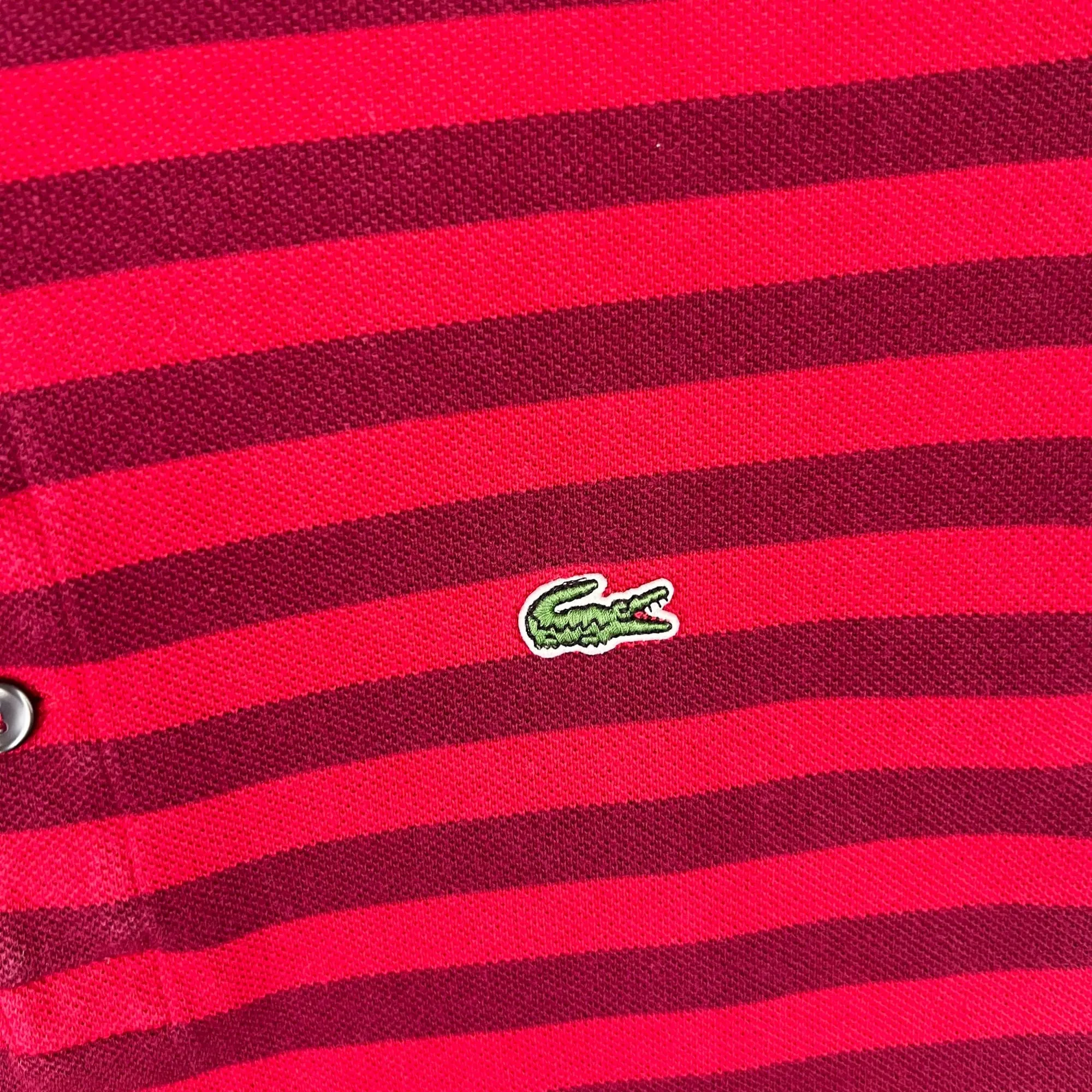 Lacoste Striped Polo Shirt Red