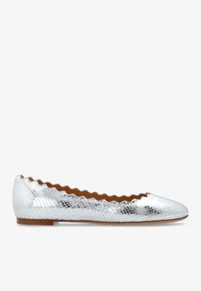 Lauren Python Print Leather Ballet Flats