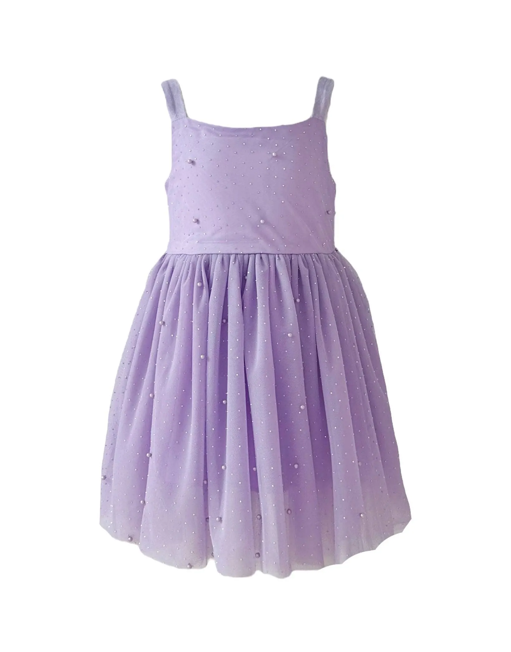 Lavender Crystal Pearl Tulle Tank Dress