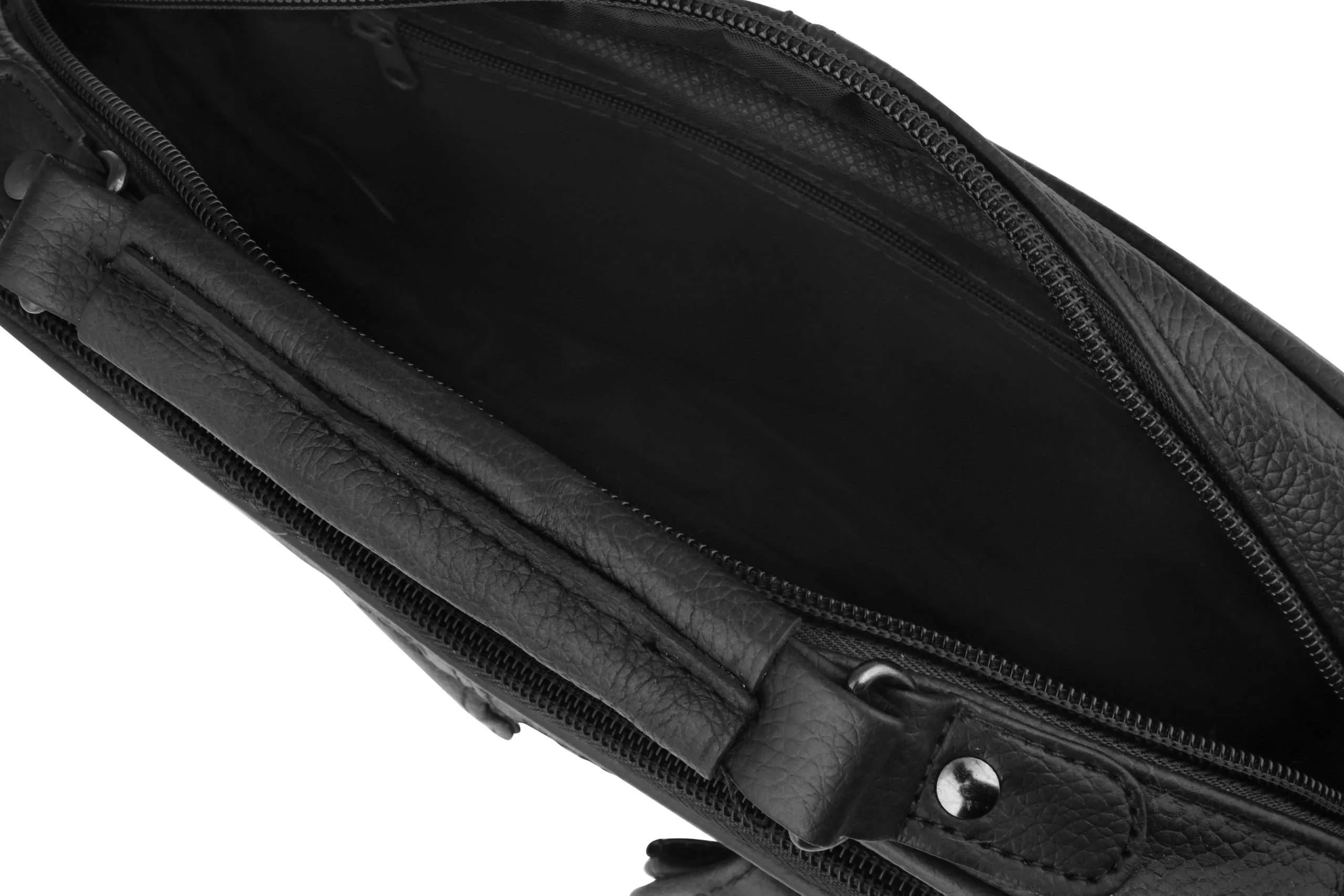  Leather Multi Black Pocket Medium Size Travel Bag Top Carry Handle