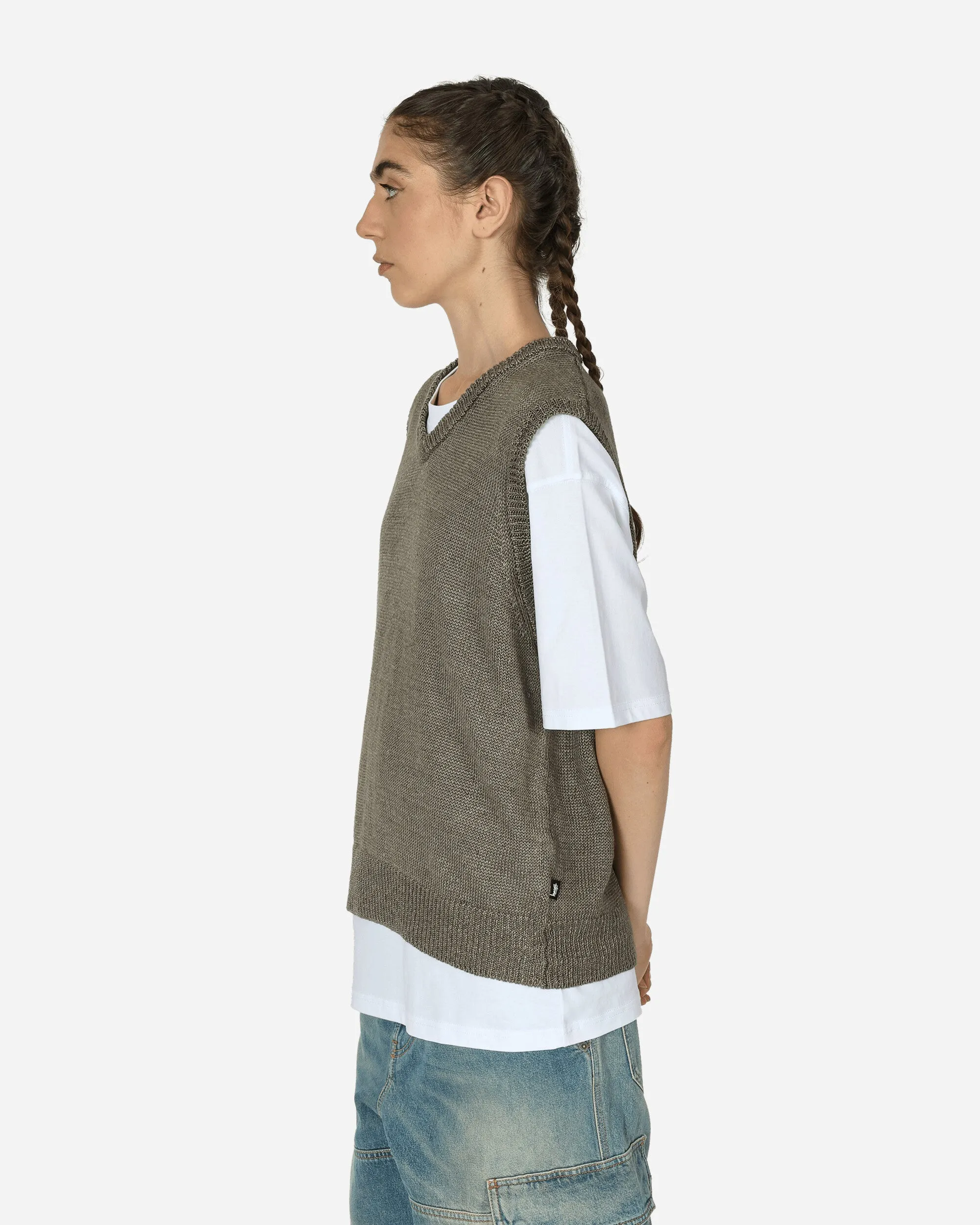 Loose Knit Linen Vest Stone