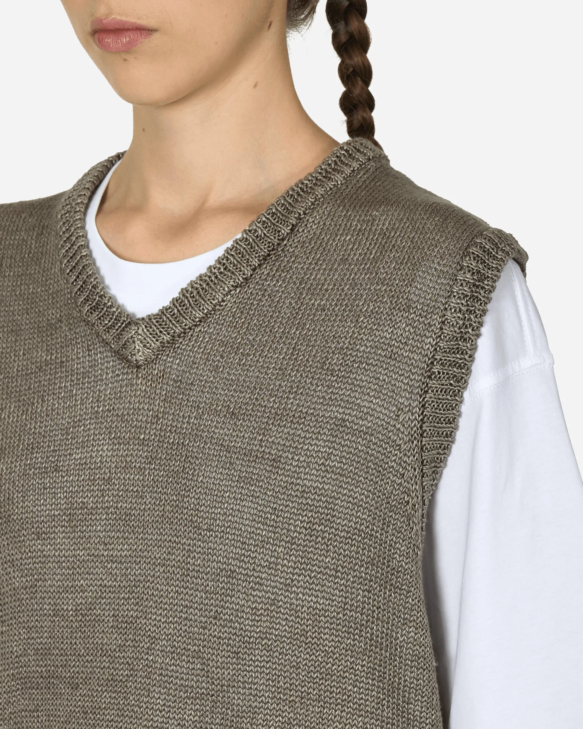 Loose Knit Linen Vest Stone