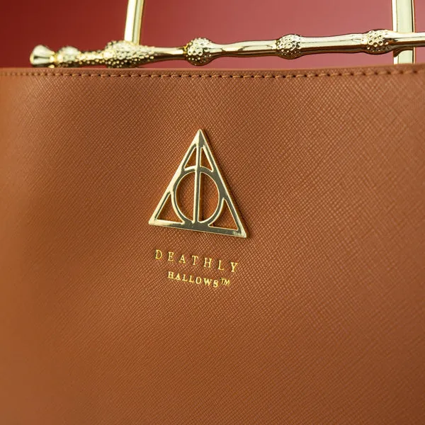 Loungefly x Harry Potter Cognac Saffiano Elder Wand Crossbody Handbag