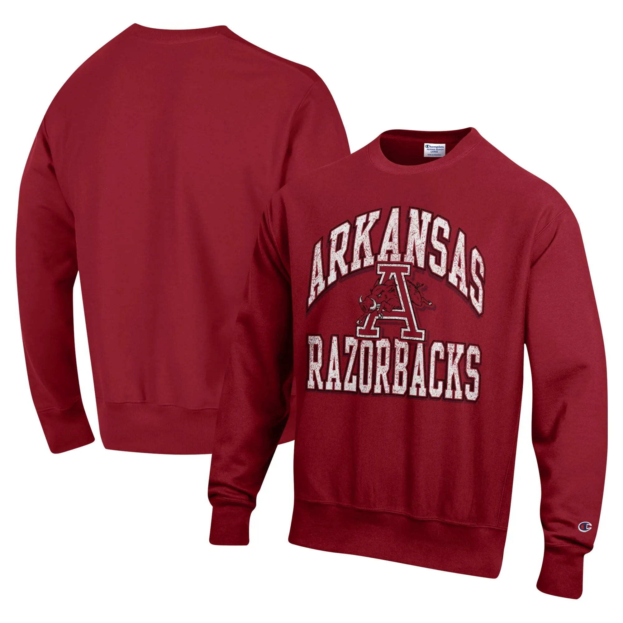 Men's Champion Cardinal Arkansas Razorbacks Vault Late Night Reverse Weave Pullover Sweatshirt