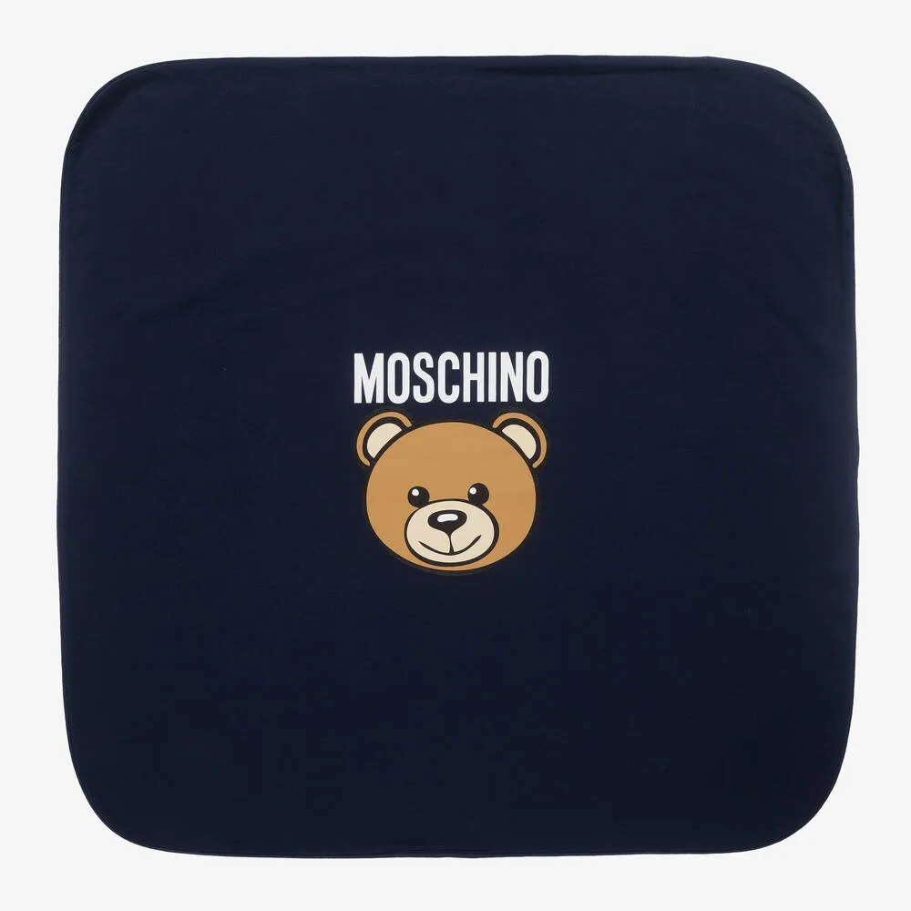 Navy Blue Cotton Teddy Bear Blanket (70cm)