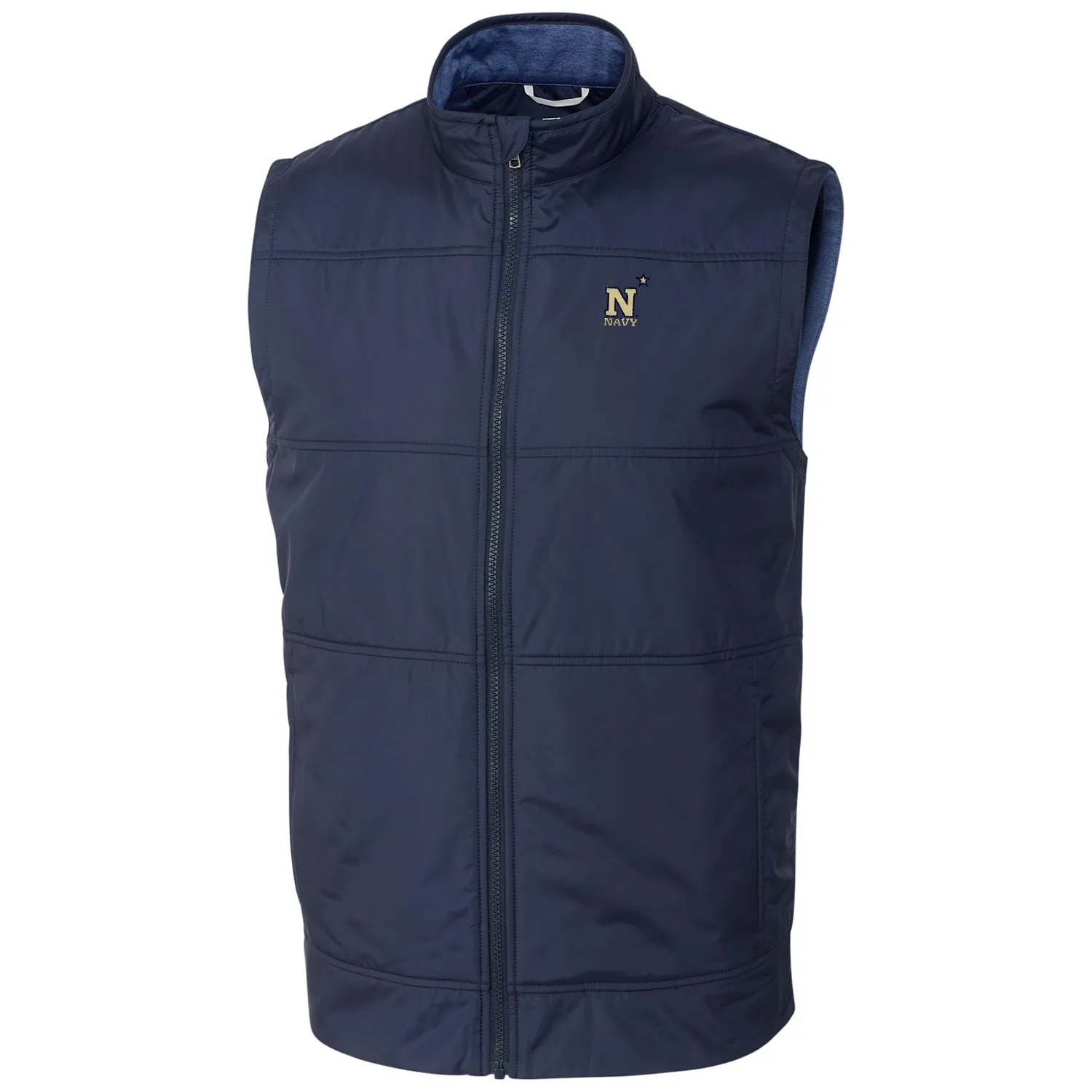 Navy Midshipmen  Cutter & Buck Navy Stealth Full Zip Vest