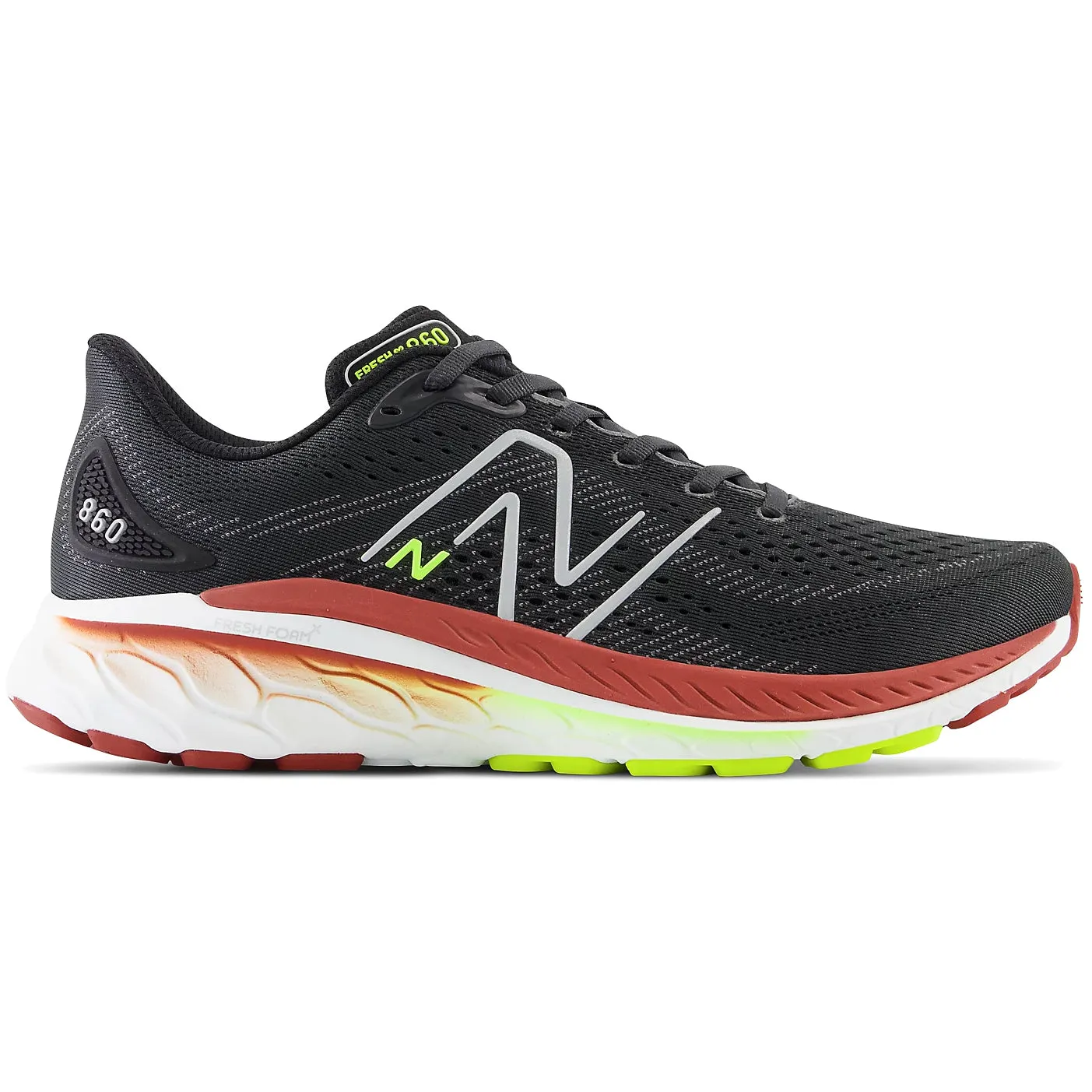 New Balance Men's 860v13 Wide Fit Running Shoes Black / Brick Red