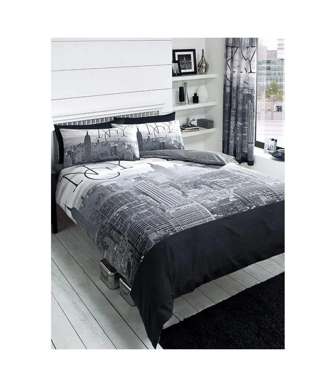 New york city skyline duvet cover set black/white/grey Generic