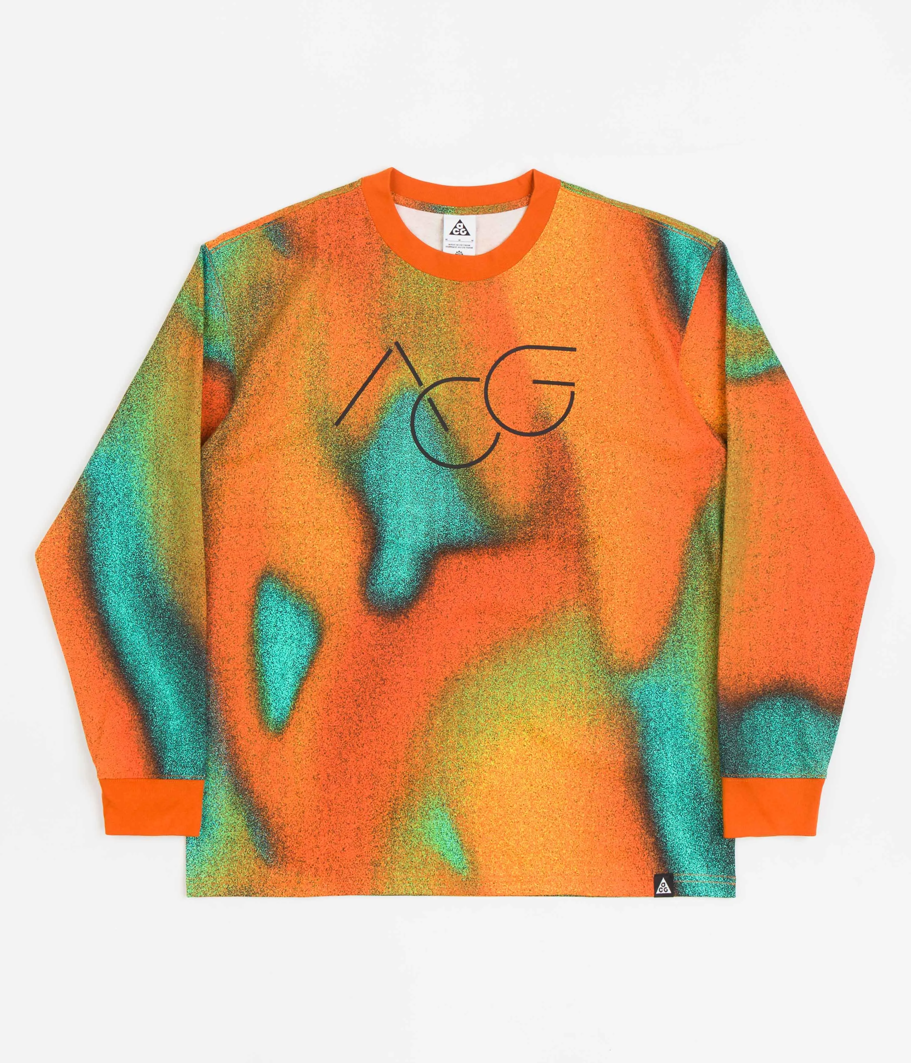 Nike ACG Print Long Sleeve T-Shirt - Tour Yellow / Light Menta / Campfire Orange