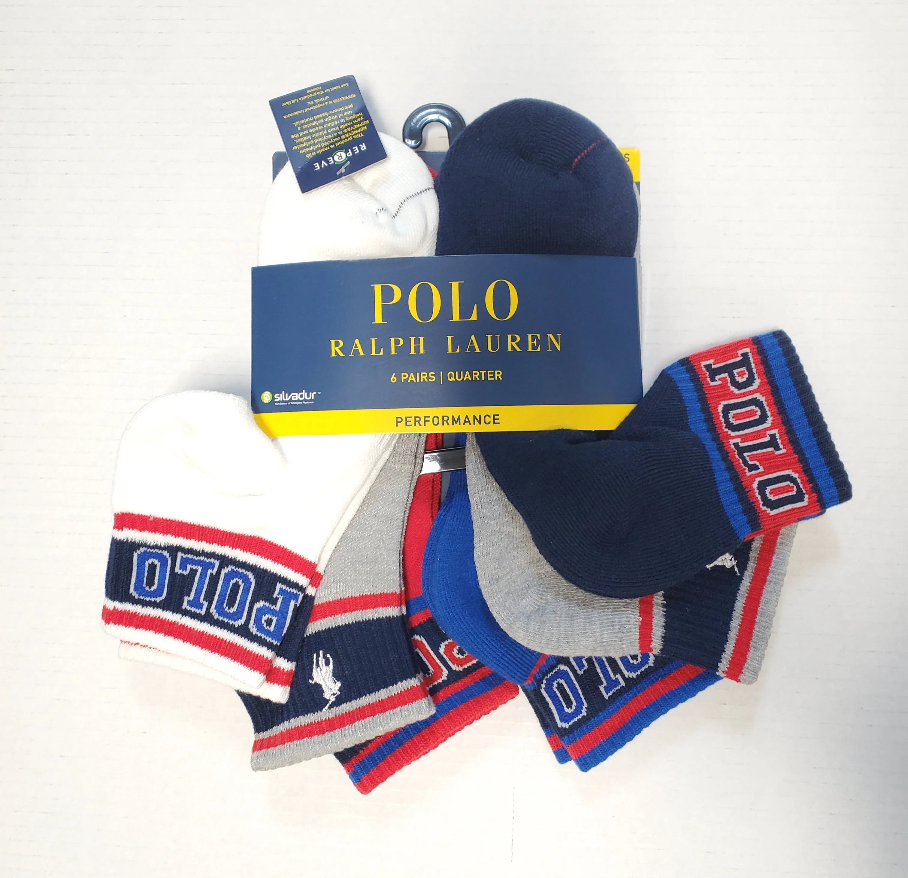 Nwt Polo Ralph Lauren 6 Pack Polo Spell out and pony Ankle Socks