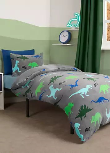 Online Home Shop Kids Dinosaur Printed Fleece Duvet Cover Set | Kaleidoscope