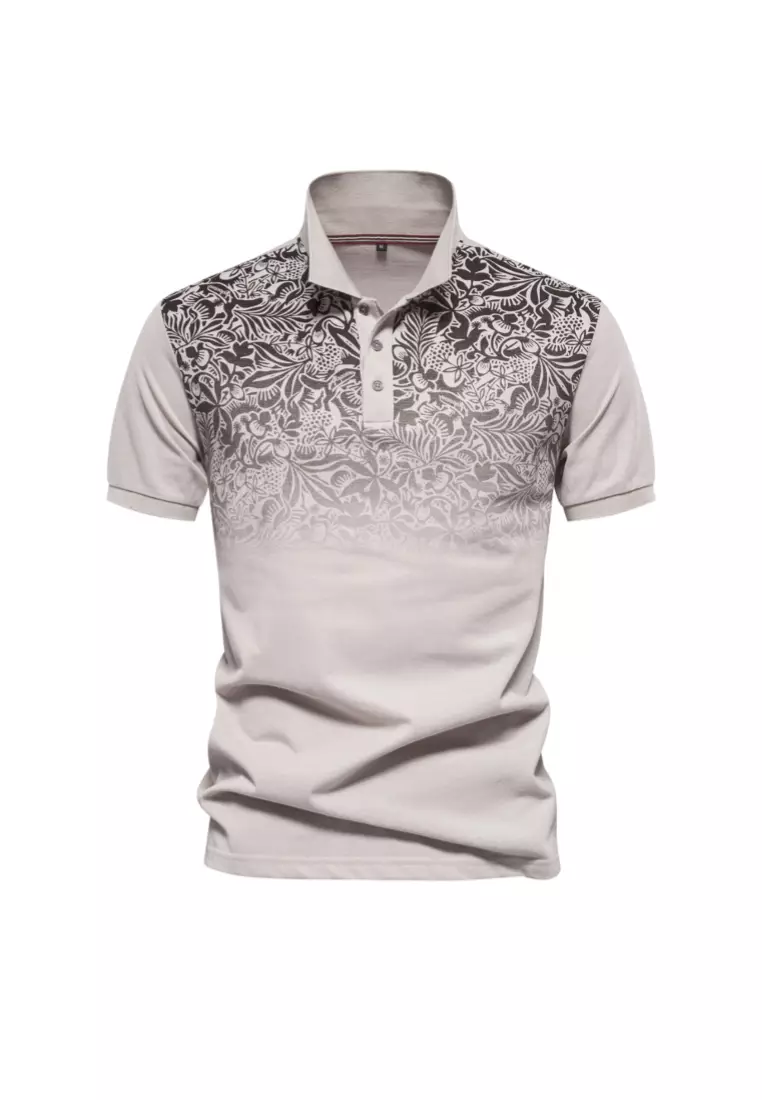 OPCHIC Lapel Gradient Print POLO Shirt