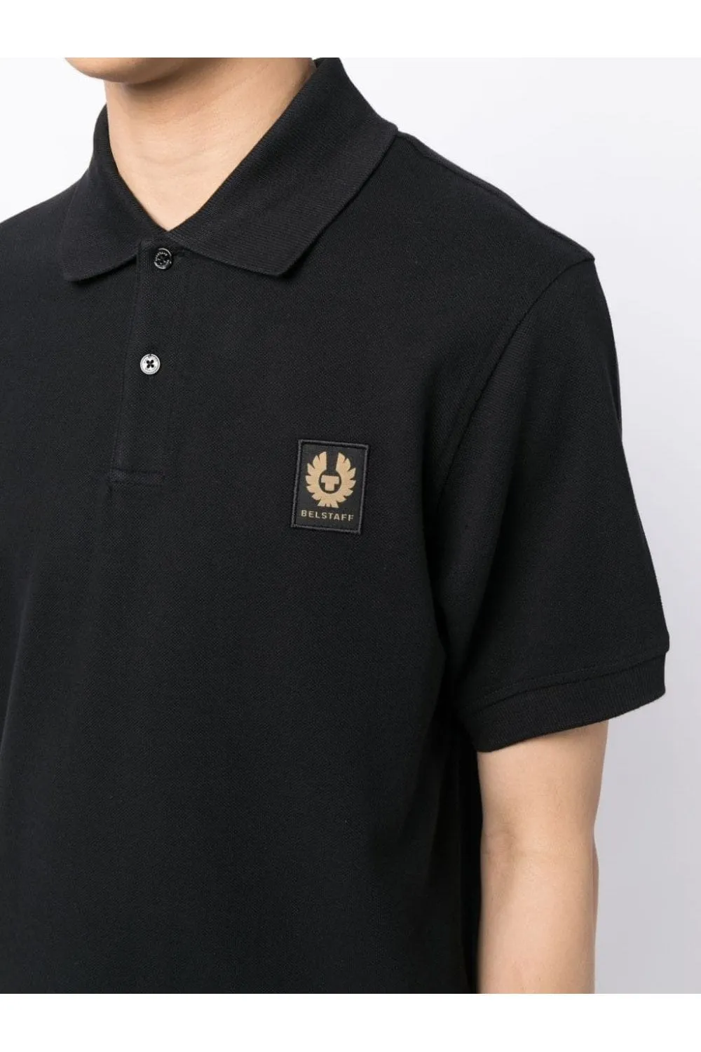 Patch Logo Cotton Polo Shirt Black