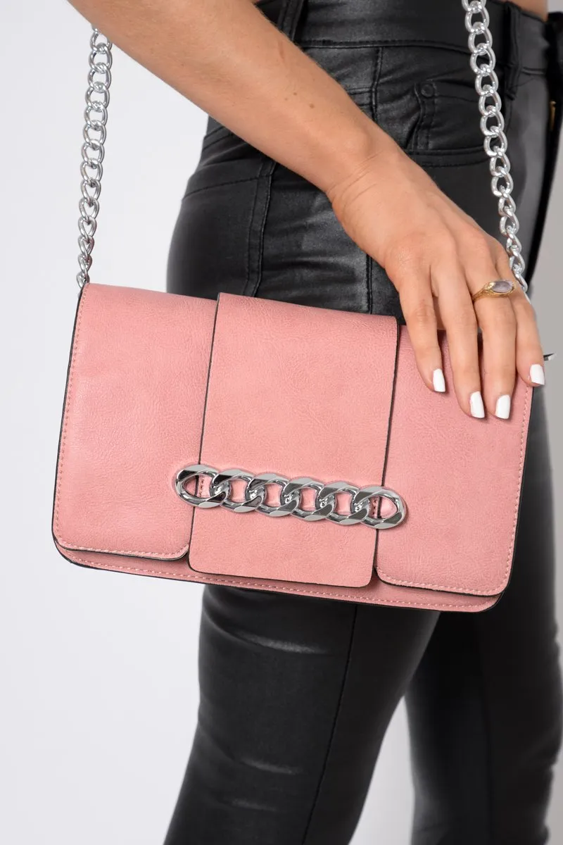 Pink Chain Front Shoulder Bag - Layal