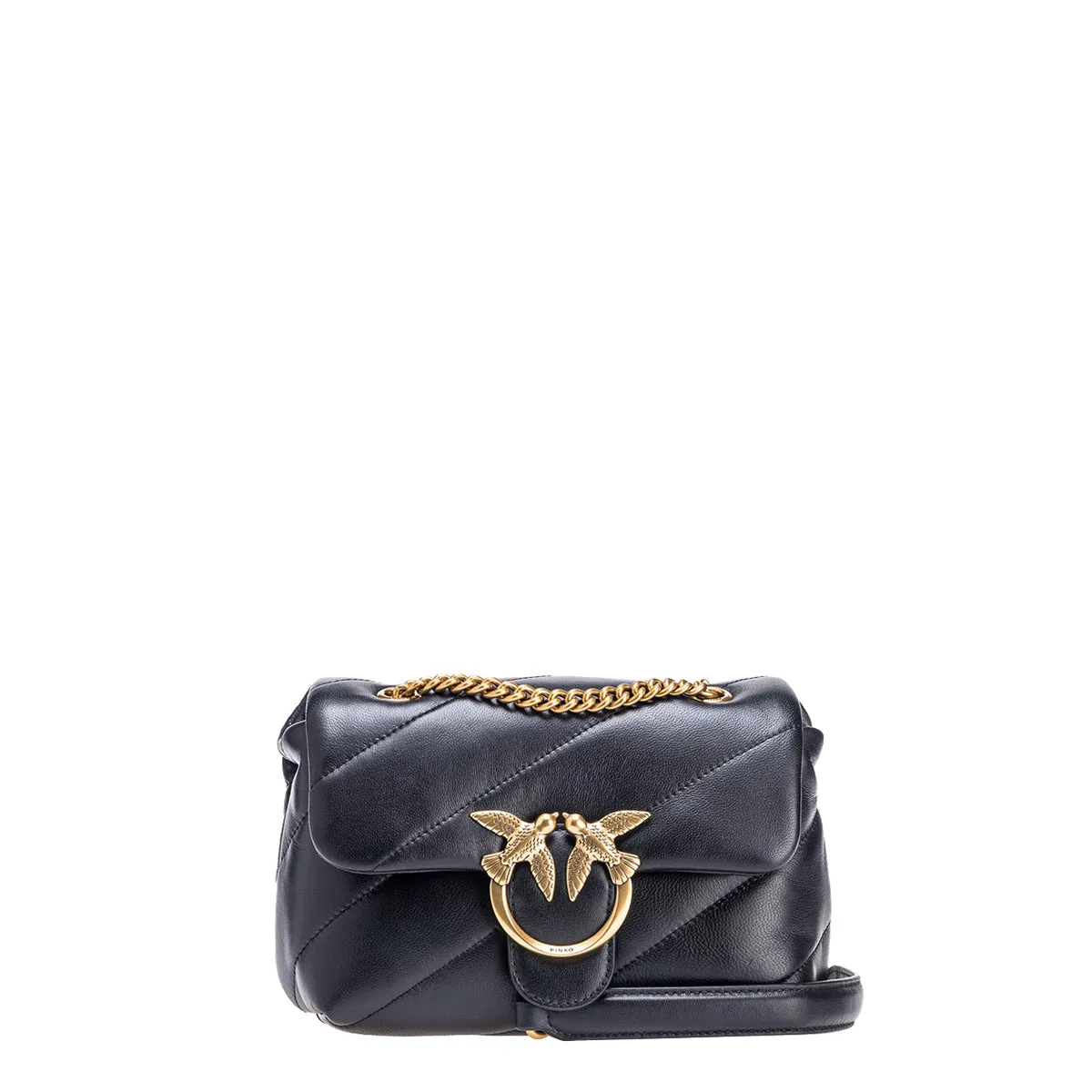 Pinko - Mini Borsa a tracolla Love Puff Maxi Quilt Nero Antique Gold - 100039A0F2 - NERO-ANTIQUE/GOLD