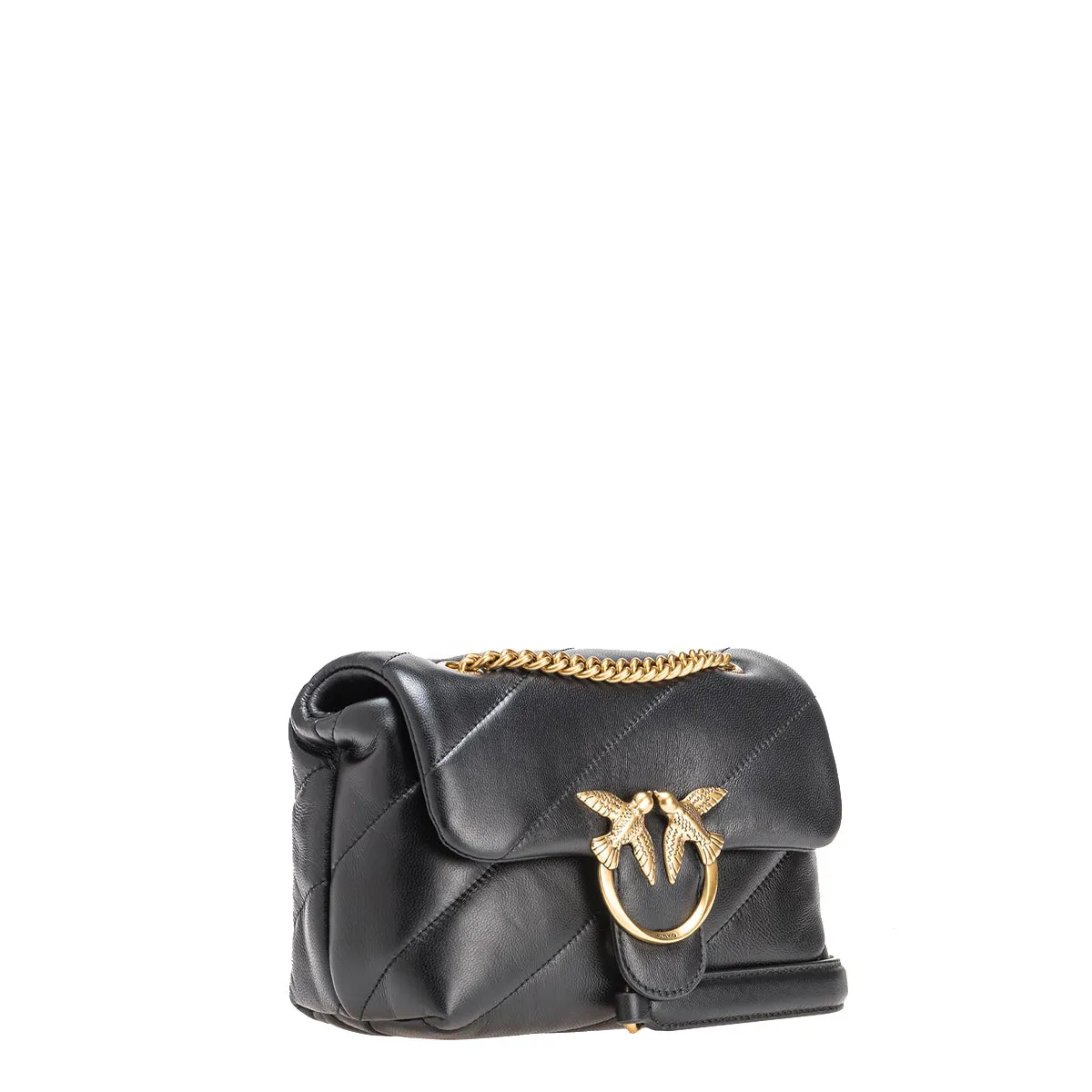 Pinko - Mini Borsa a tracolla Love Puff Maxi Quilt Nero Antique Gold - 100039A0F2 - NERO-ANTIQUE/GOLD