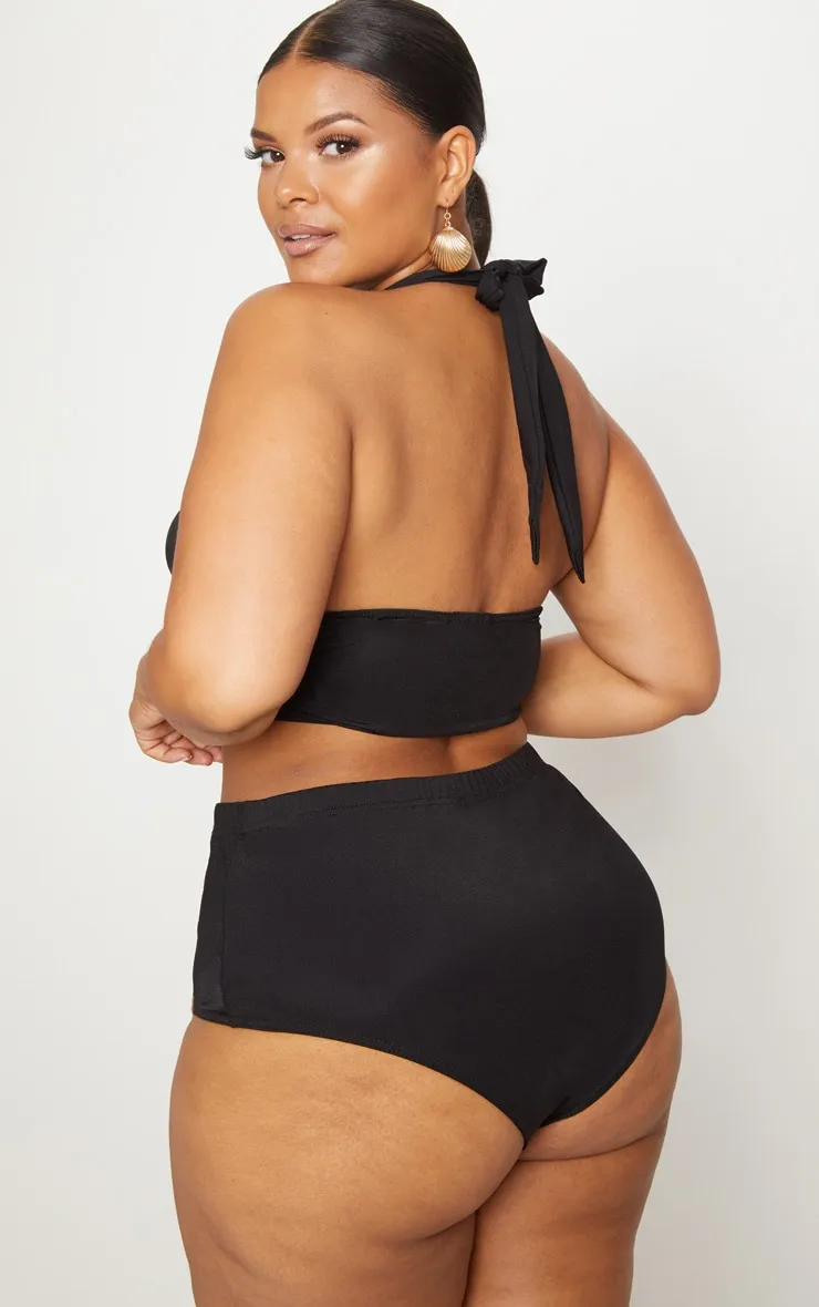 Plus Black High Waist Halterneck Bikini Set