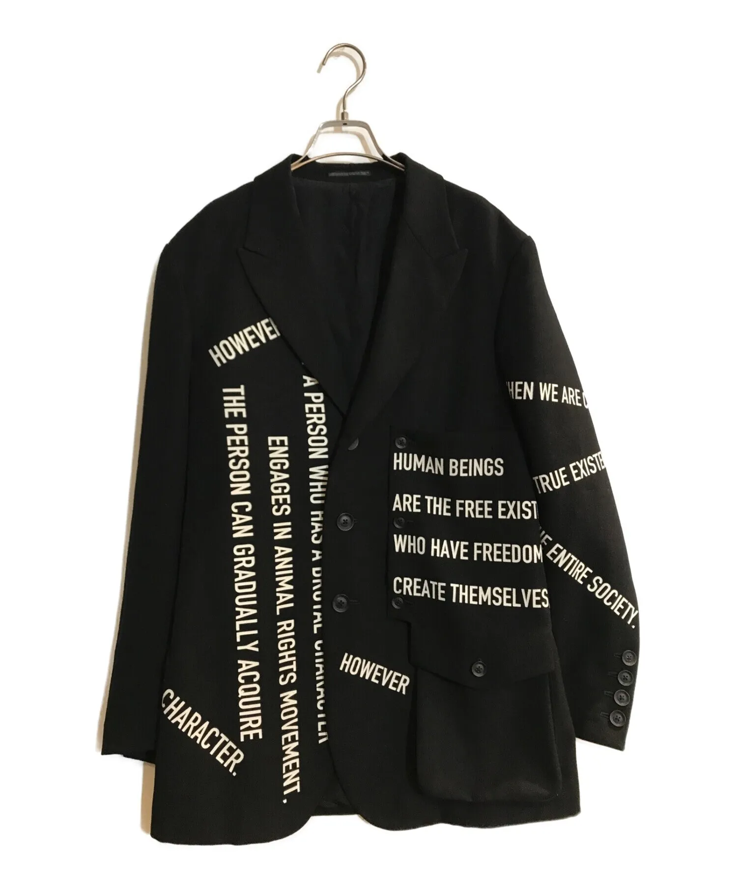 [Pre-owned] YOHJI YAMAMOTO MESSAGE PRINT ARMY GABARDINE CHEST CLOTH JACKET HX-J31-117