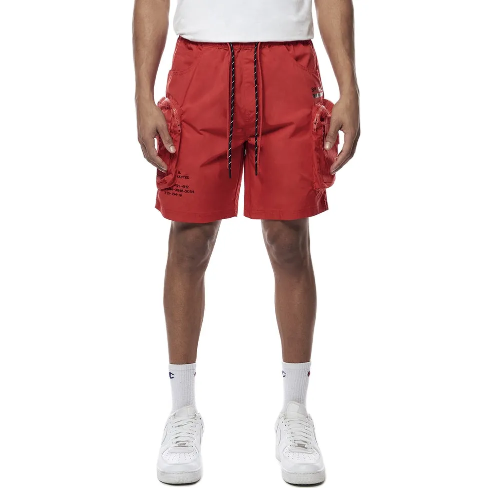 Printed Utility Lounge Windbreaker Shorts - Red